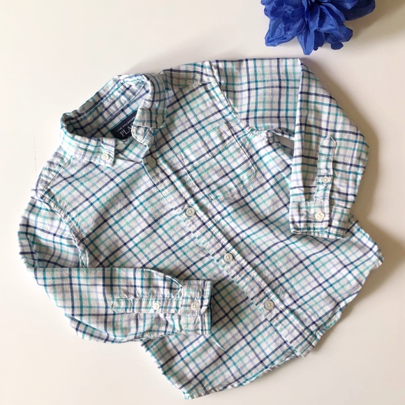THE CHILDRENS PLACE 3T BLUE PLAID LONG SLEEVE DRES - Picture 1 of 6